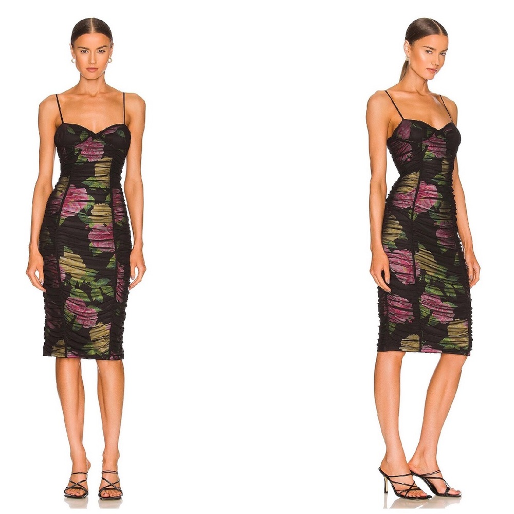 AFRM Black Dress with Pink and Green Accents
